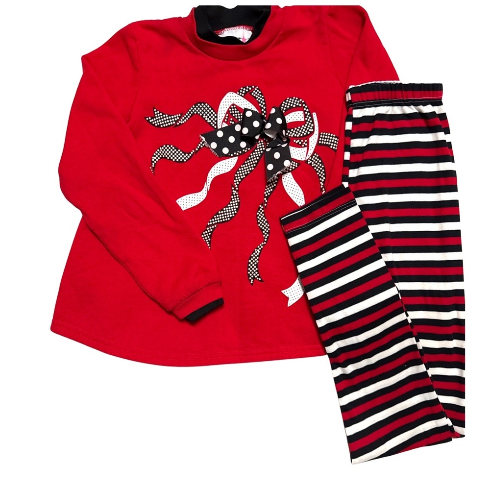 CO-STAR Red Black Bow Sweatshirt‎ Legging set Polka Dot Funky Chic 14 XL kids